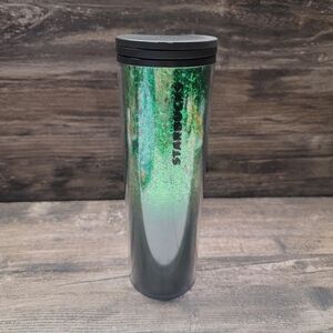 Starbucks 2019 Holiday Hot Cold Cup 16oz Tumbler Green Glitter Sequin Insulated